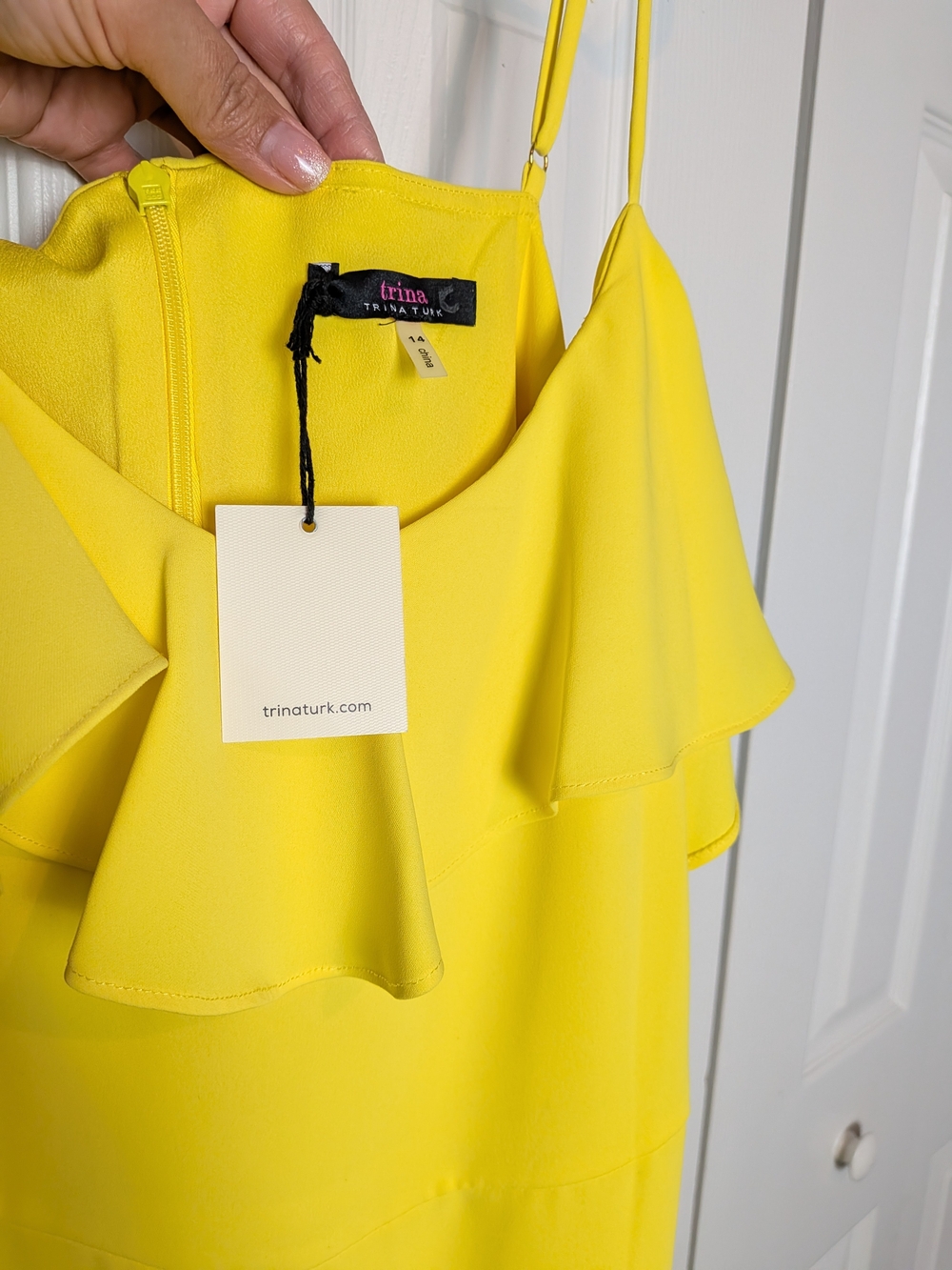 Trina Turk Bright Yellow Ruffle Midi Dress - Picture 8 of 8